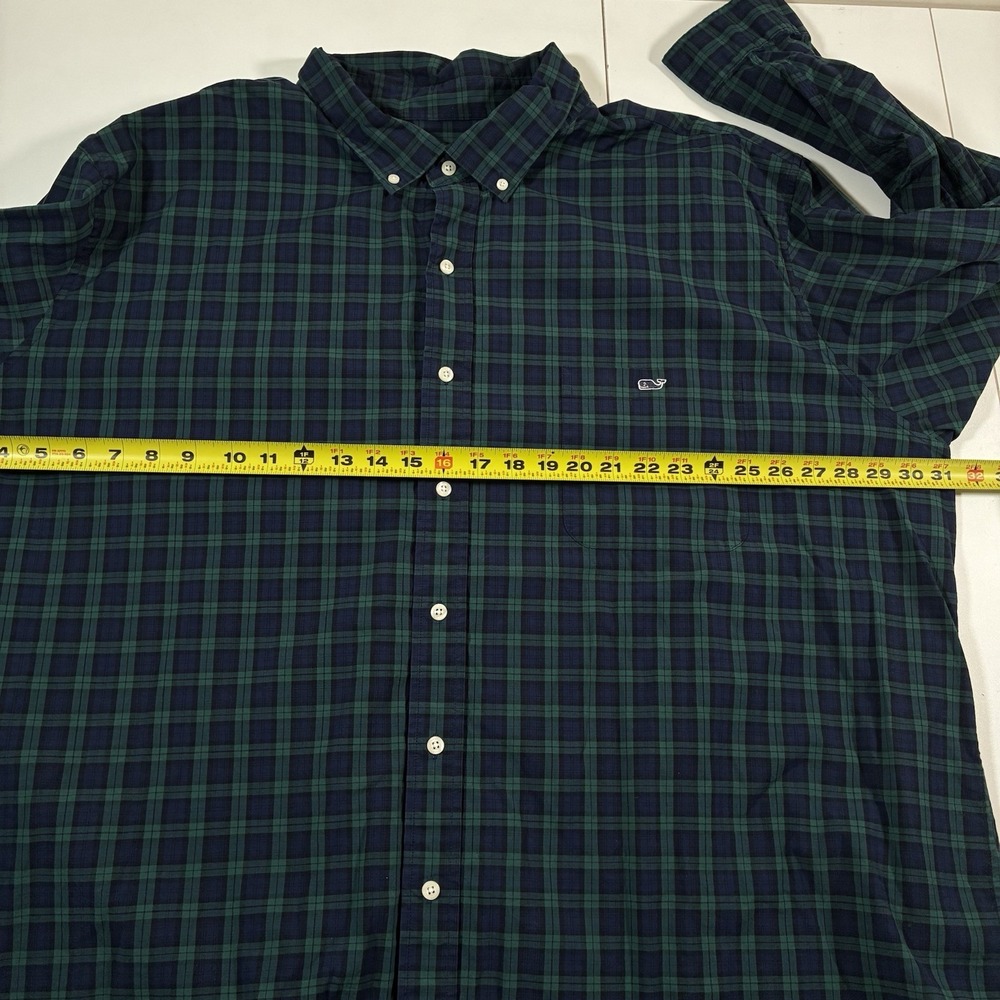 Vineyard Vines Shirt 4XB Blue Green Tartan Plaid Classic Fit Button Down Stretch - Picture 4 of 6